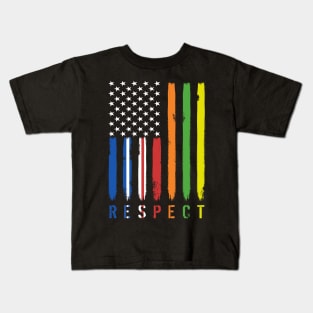 RESPECT Workers American Flag Kids T-Shirt